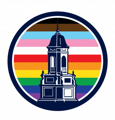 inclusive wilburcross badge showing pride colors