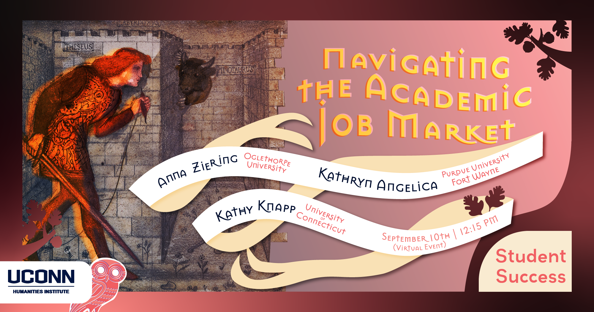 Navigating the Academic Job Market, with Anna Ziering (Oglethorpe University), Kathryn Angelica (Purdue University Fort Wayne), and Kathy Knapp (UConn). September 10, 12:15pm. Virtual.